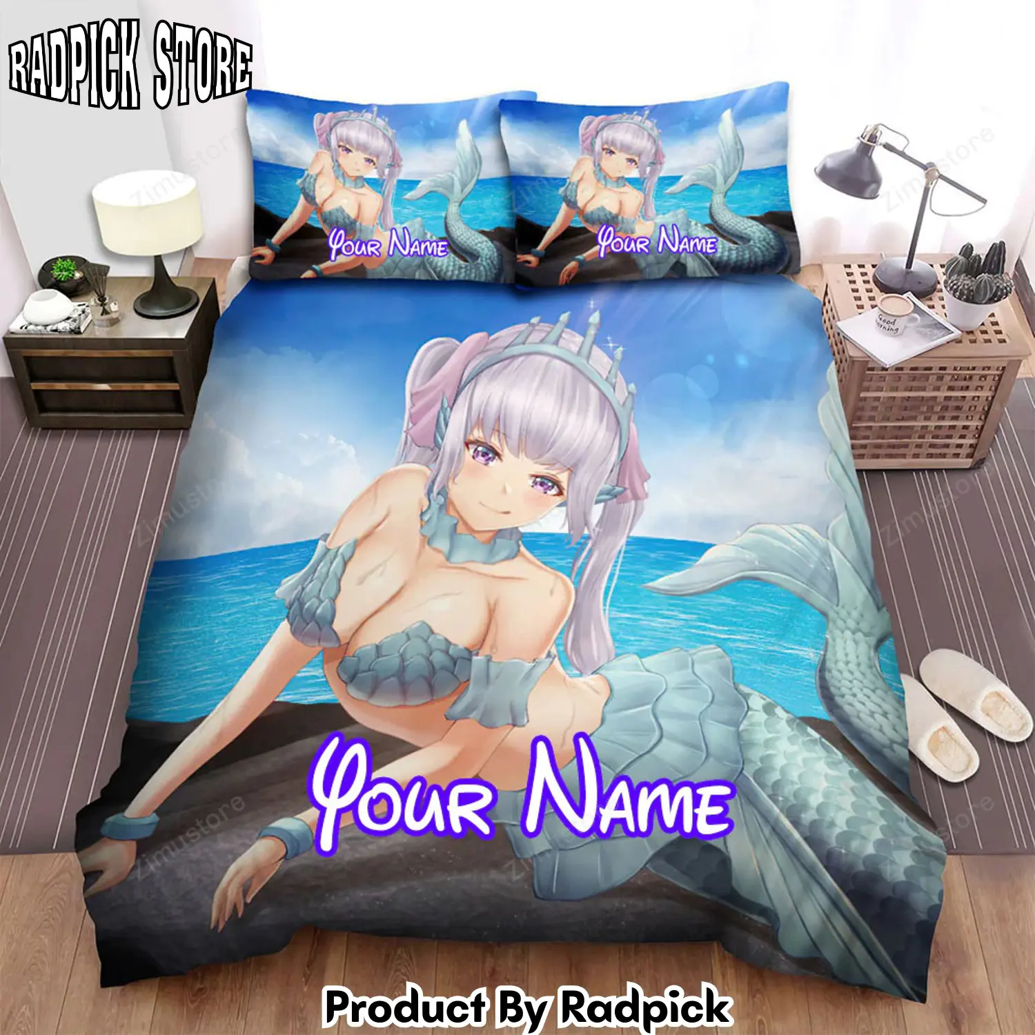 Radpick sexy mermaid ashore anime art bed sheets spread duvet cover personalized name bedding sets rp3272373